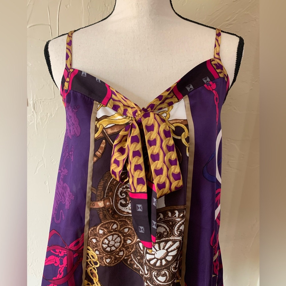 Express Purple and Gold Chain Print Top Small